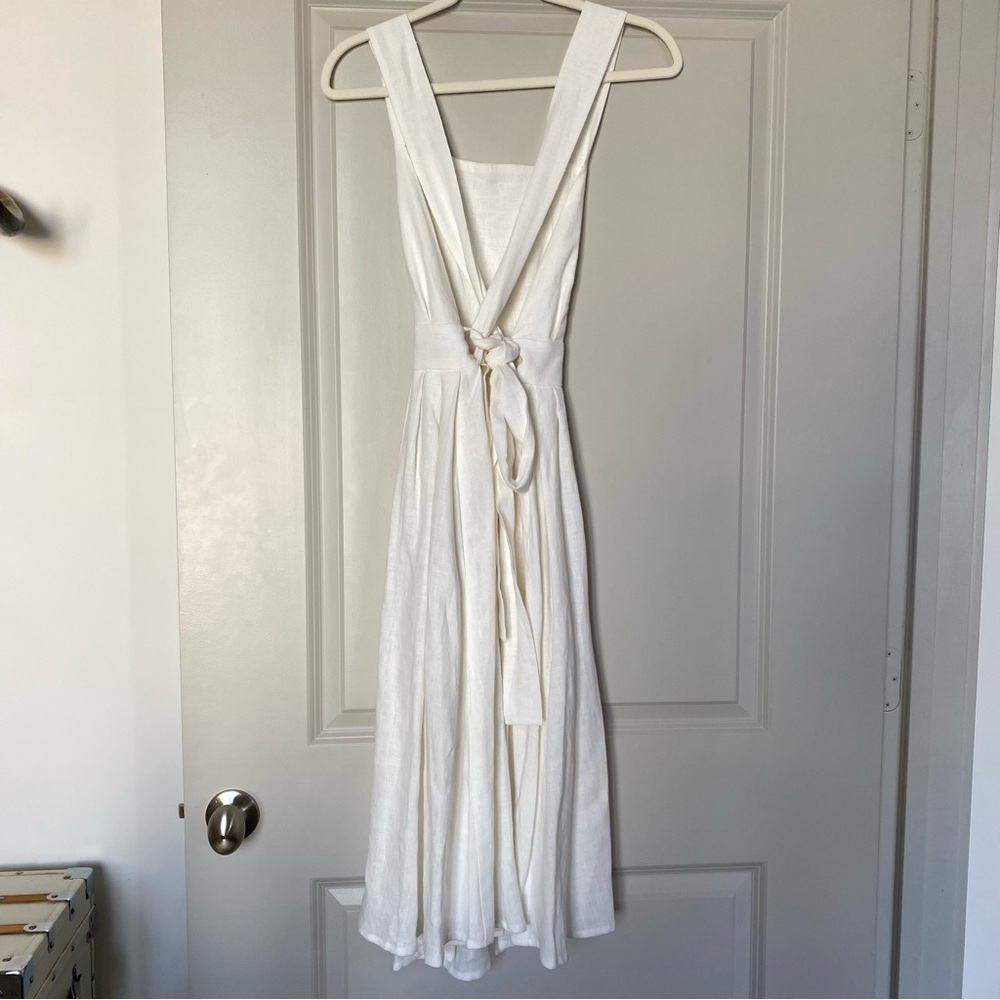 NWOT Isona Linen White Pinafore Midi Dress - Picture 4 of 9